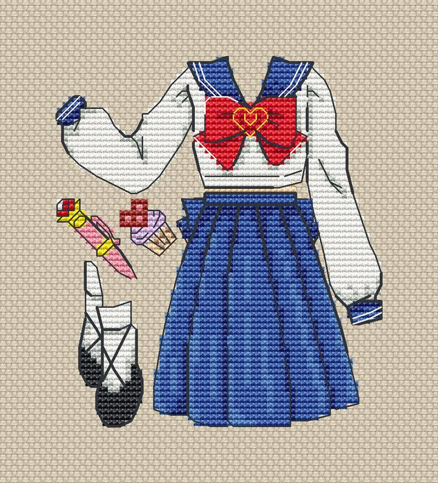 Usagi Doll. School Uniforms - PDF Cross Stitch Pattern