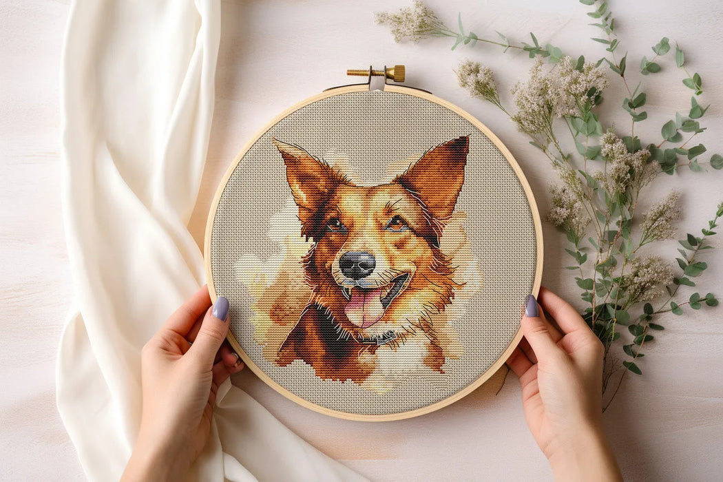 Watercolor German Shepherd - PDF Cross Stitch Pattern