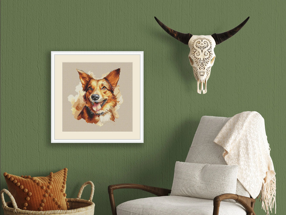 Watercolor German Shepherd - PDF Cross Stitch Pattern