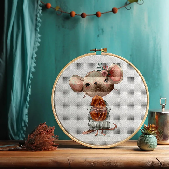 Mouse with a Nut - PDF Cross Stitch Pattern