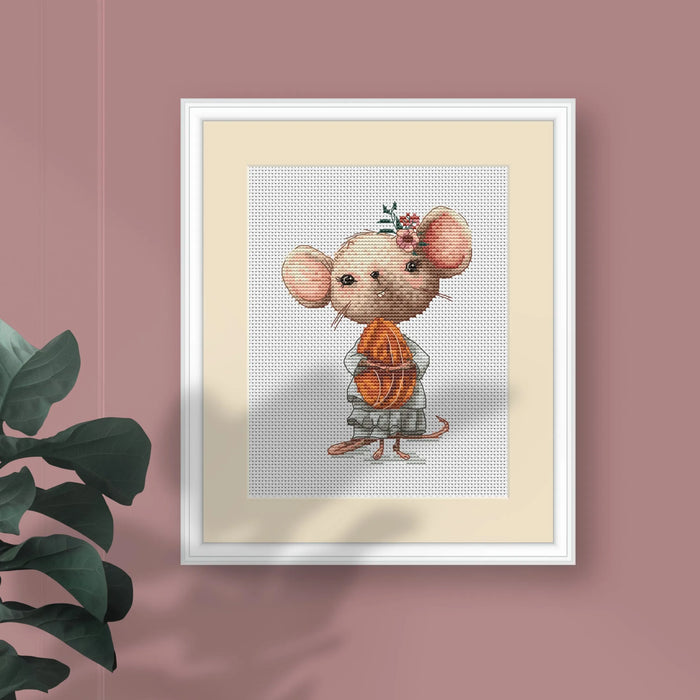 Mouse with a Nut - PDF Cross Stitch Pattern