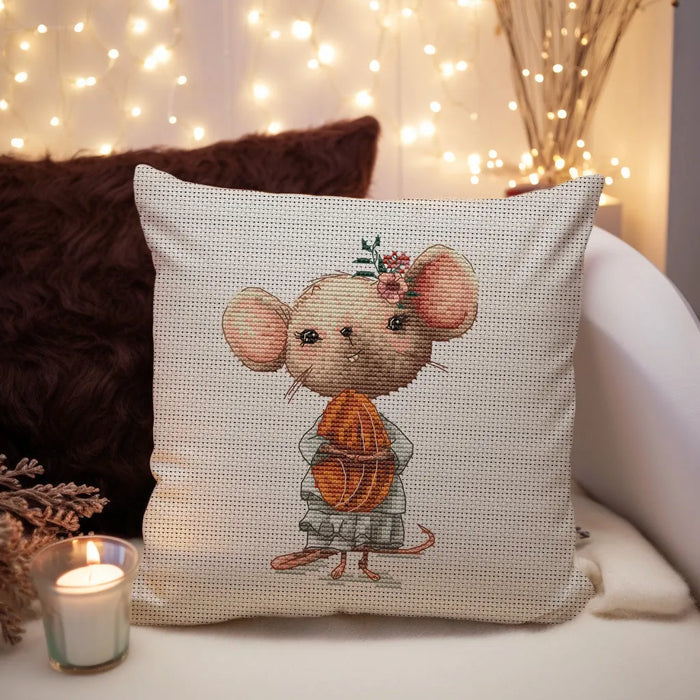 Mouse with a Nut - PDF Cross Stitch Pattern