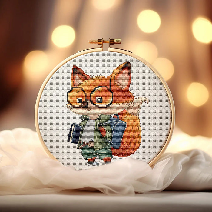 Smart Fox Student - PDF Cross Stitch Pattern