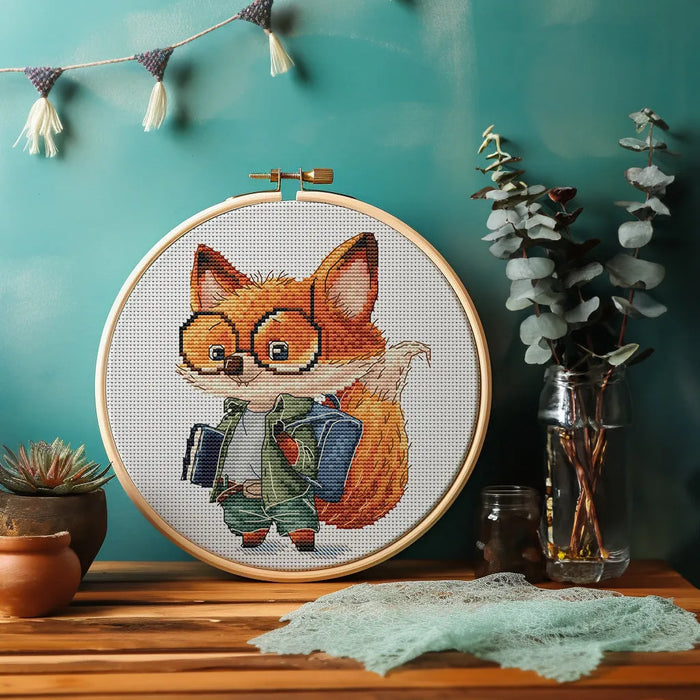 Smart Fox Student - PDF Cross Stitch Pattern