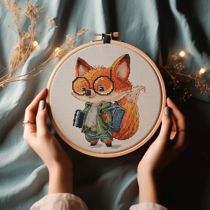 Smart Fox Student - PDF Cross Stitch Pattern