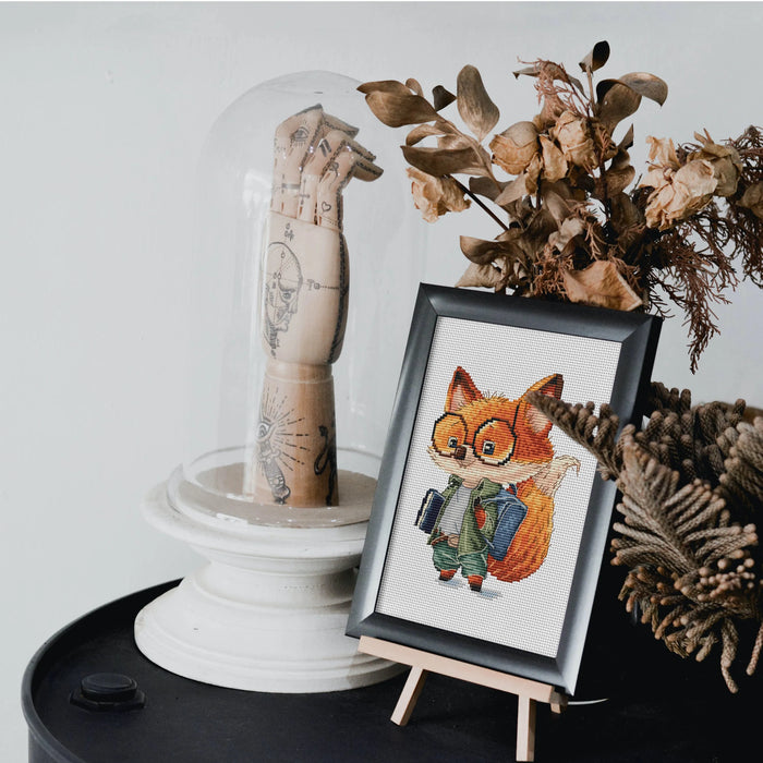 Smart Fox Student - PDF Cross Stitch Pattern