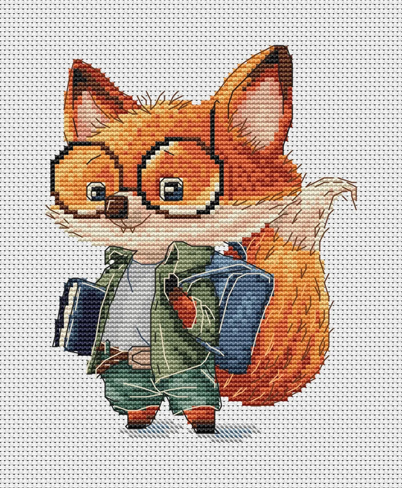 Smart Fox Student - PDF Cross Stitch Pattern