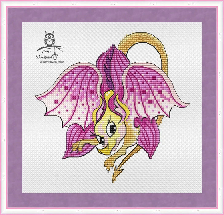 Dragonflower orchid - PDF Cross Stitch Pattern