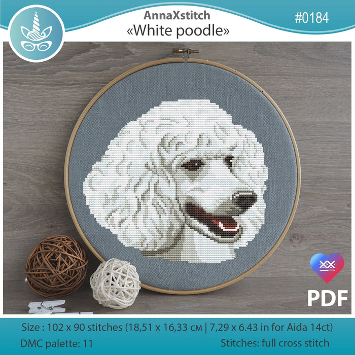 White Poodle - PDF Cross Stitch Pattern