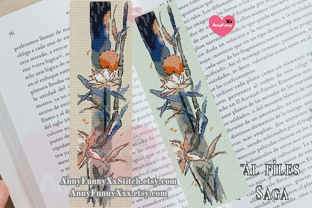 Bookmark. Moon Flower - PDF Cross Stitch Pattern