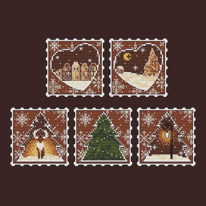 Gingerbread. Post Stamps Set - PDF Cross Stitch Pattern