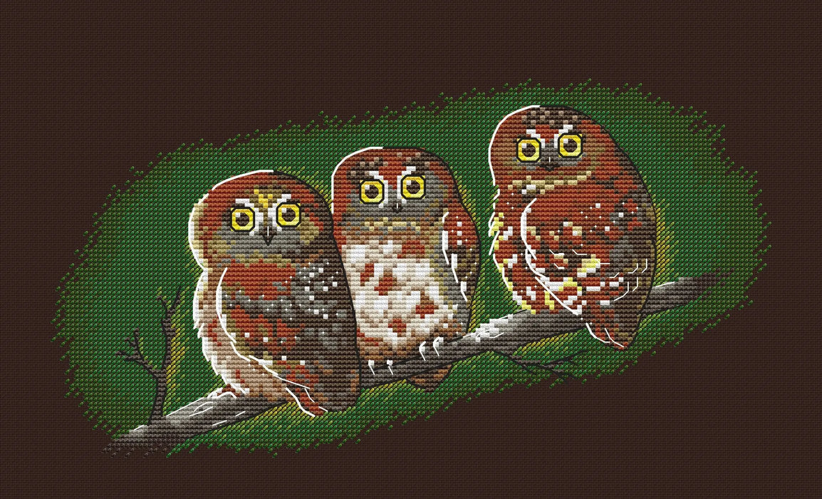 Owl Trio - PDF Cross Stitch Pattern