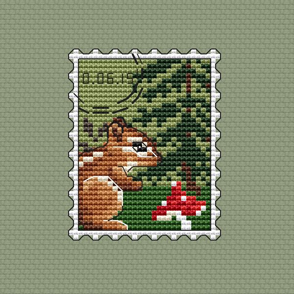 Postage Stamp. Chipmunk - PDF Cross Stitch Pattern