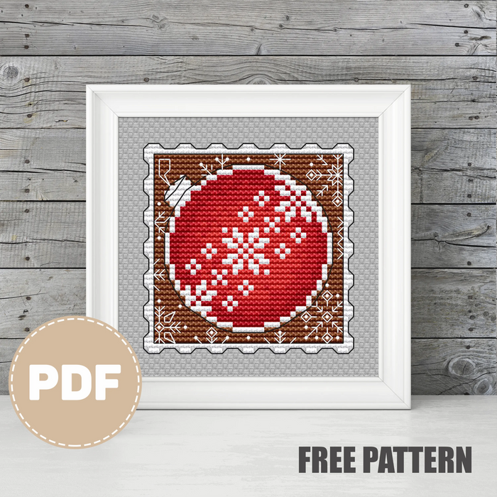 Postage stamp. New Year's ball - Free PDF Cross Stitch Pattern