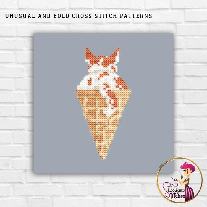 Ice cream with caramel cat - PDF Cross Stitch Pattern