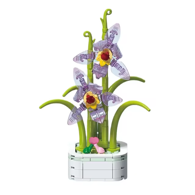 Lotus Petal Orchid Building Brick Potted Flower F07M9-10(103)-I2