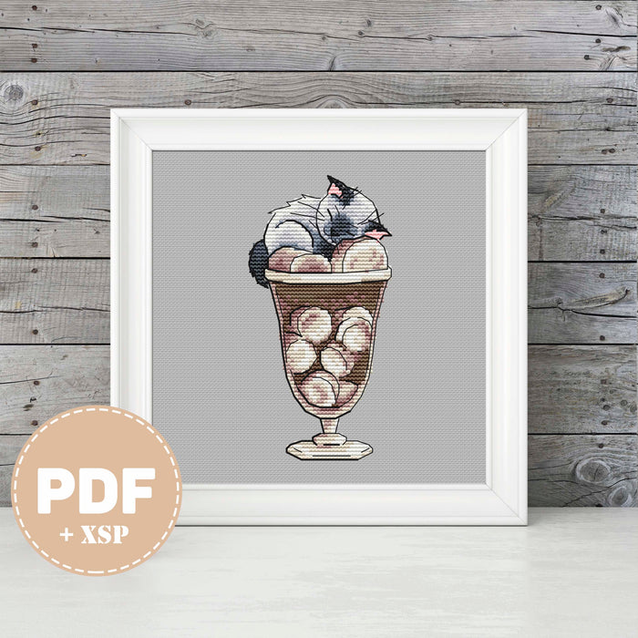 Coffee with Marshmeow - PDF Cross Stitch Pattern