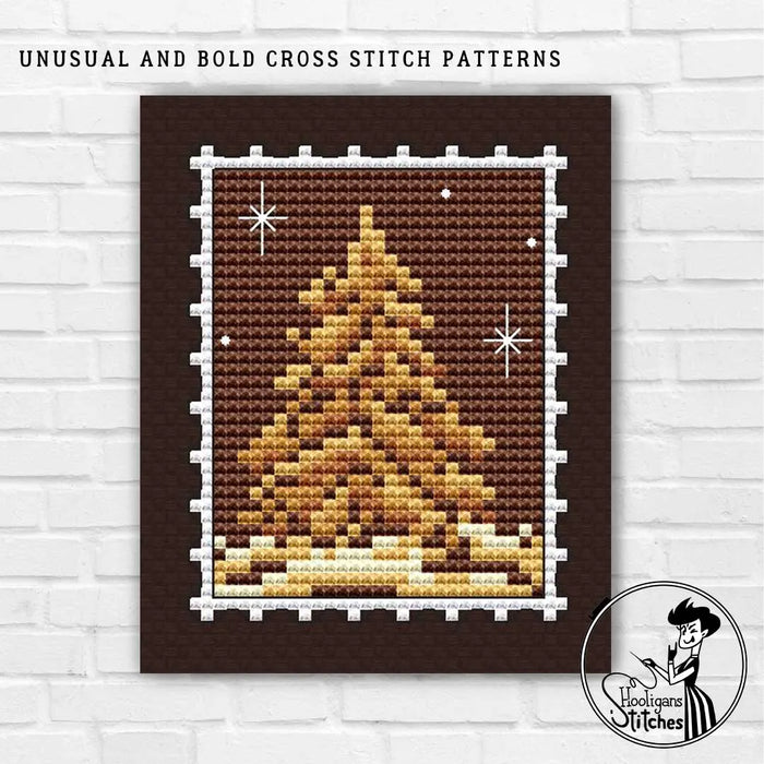 Postage stamp. Ginger tree - PDF Cross Stitch Pattern