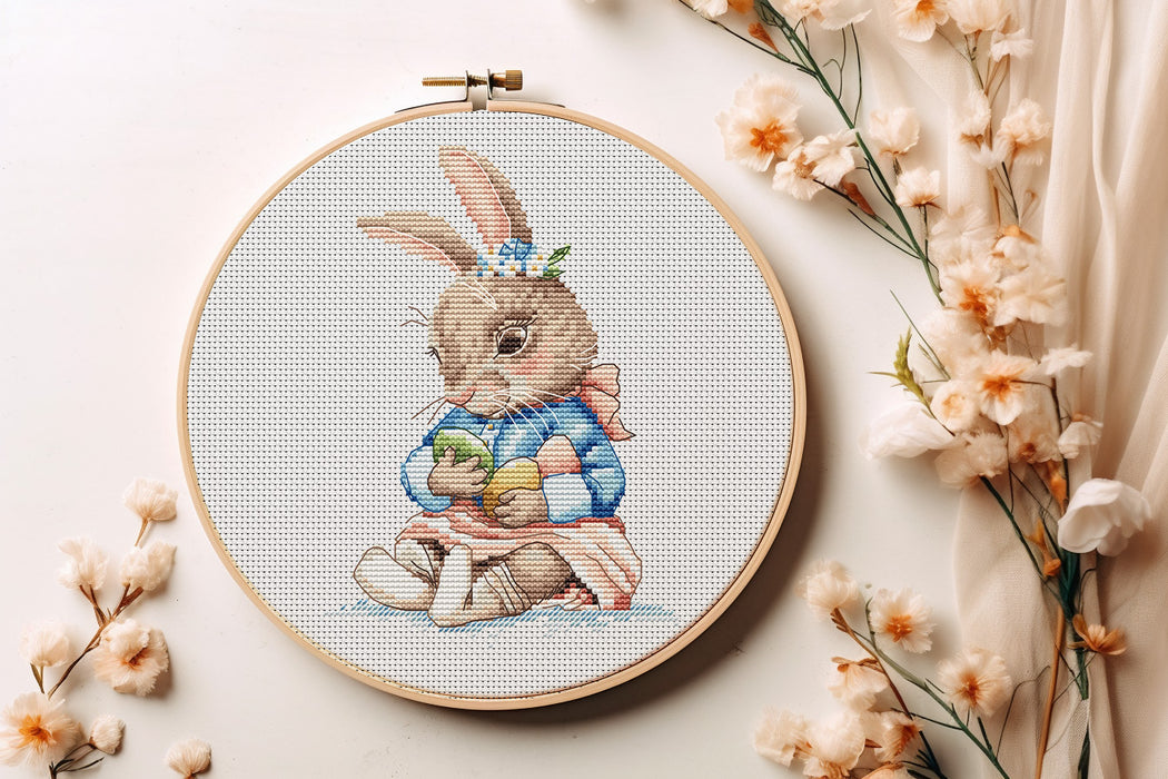 Bunny with Eggs - PDF Cross Stitch Pattern