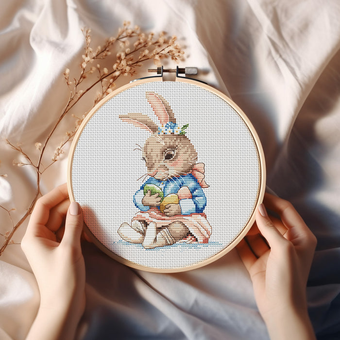 Bunny with Eggs - PDF Cross Stitch Pattern