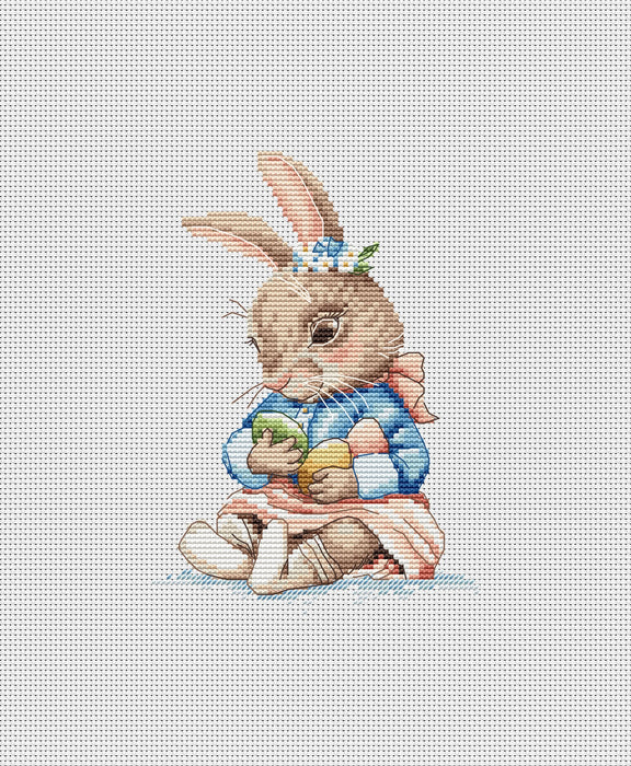 Bunny with Eggs - PDF Cross Stitch Pattern