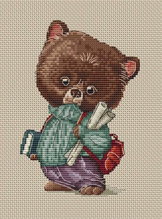 Bear in Blue Sweater - PDF Cross Stitch Pattern