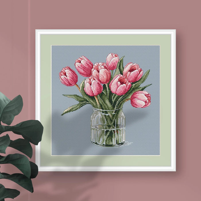 Pink Tulip Bouquet - PDF Cross Stitch Pattern