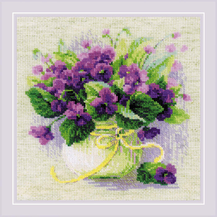 Violets in a Pot R2091 Counted Cross Stitch Kit