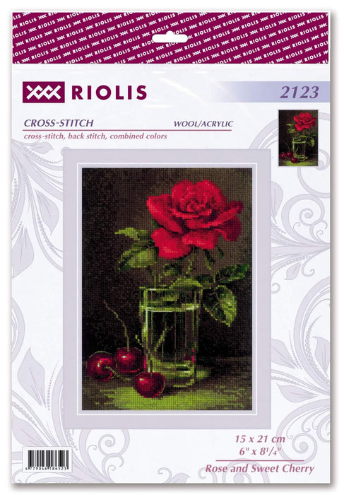 Rose and Sweet Cherry 2123R Counted Cross Stitch Kit - Wizardi