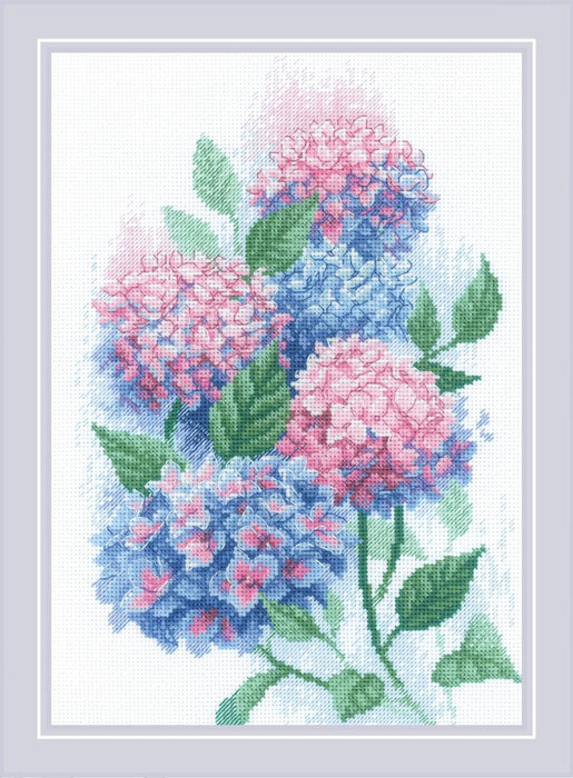 Graceful Hydrangeas 2139R Counted Cross Stitch Kit - Wizardi