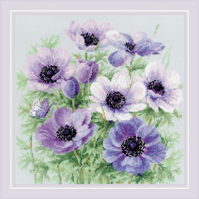 Purple Anemones 2176R Counted Cross Stitch Kit - Wizardi