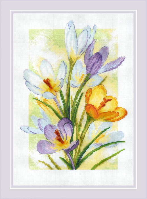 Spring Glow. Crocuses 2190R Counted Cross Stitch Kit - Wizardi