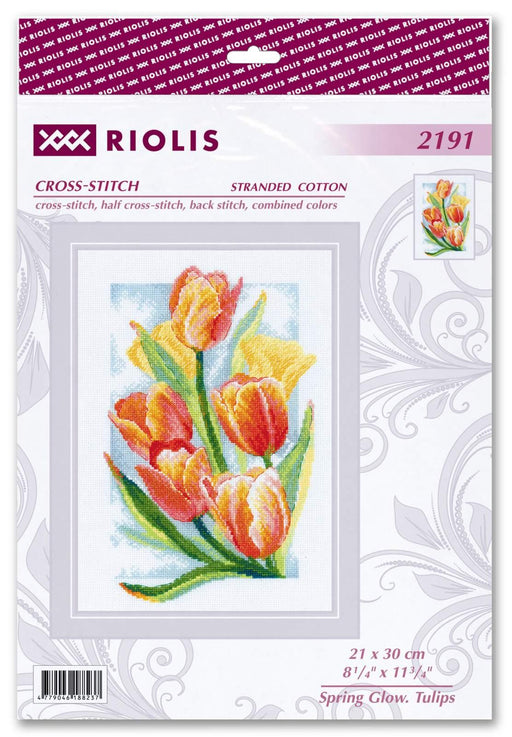 Spring Glow. Tulips 2191R Counted Cross Stitch Kit - Wizardi