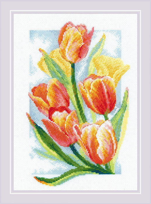 Spring Glow. Tulips 2191R Counted Cross Stitch Kit - Wizardi