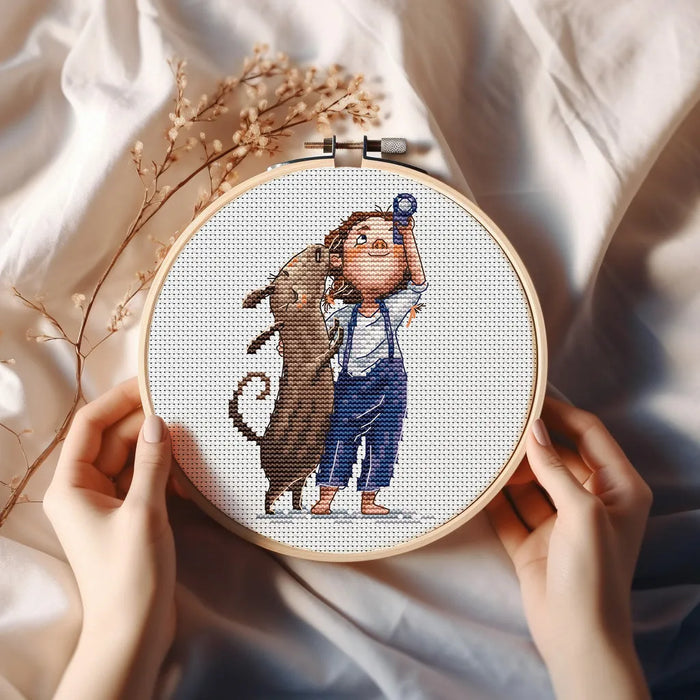 Girl and Dog - PDF Cross Stitch Pattern