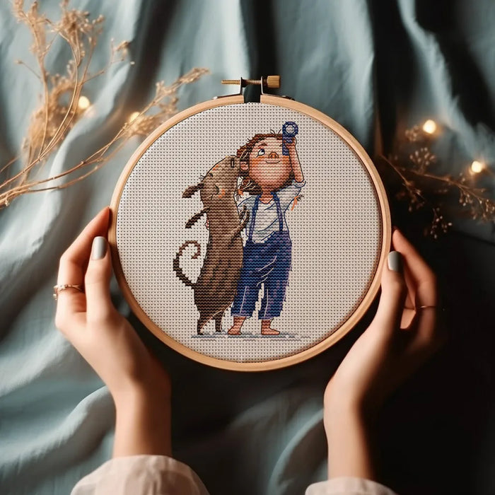 Girl and Dog - PDF Cross Stitch Pattern