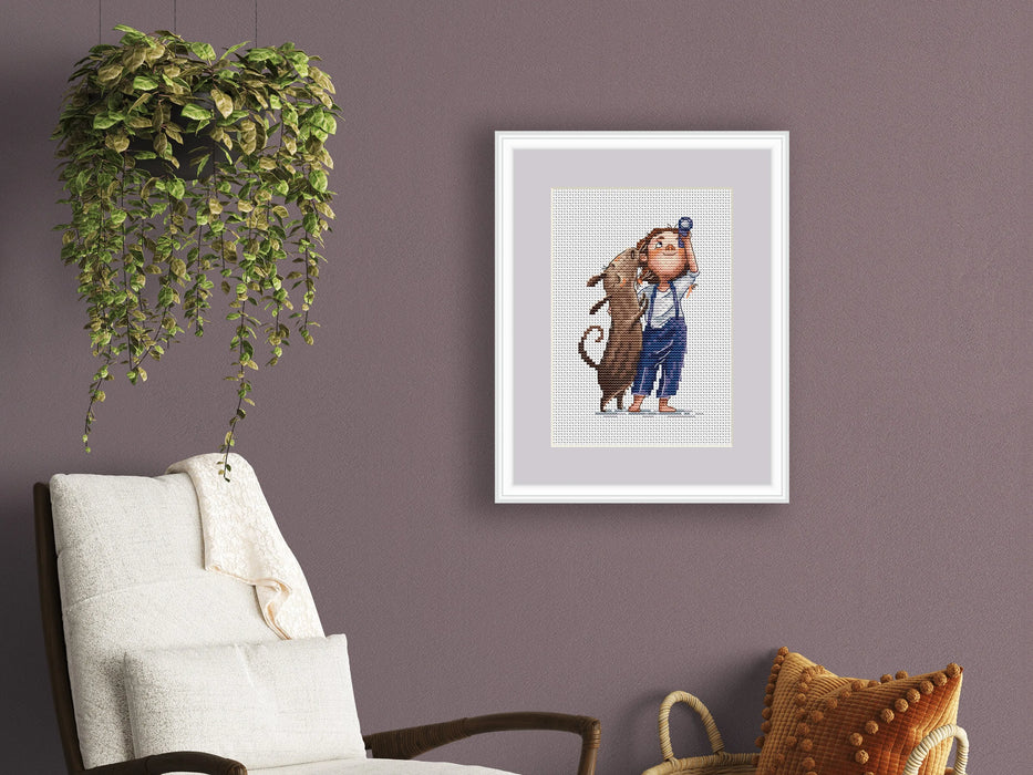 Girl and Dog - PDF Cross Stitch Pattern