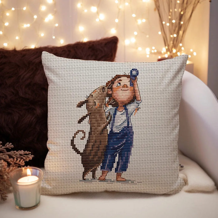 Girl and Dog - PDF Cross Stitch Pattern