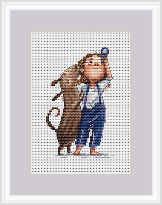 Girl and Dog - PDF Cross Stitch Pattern