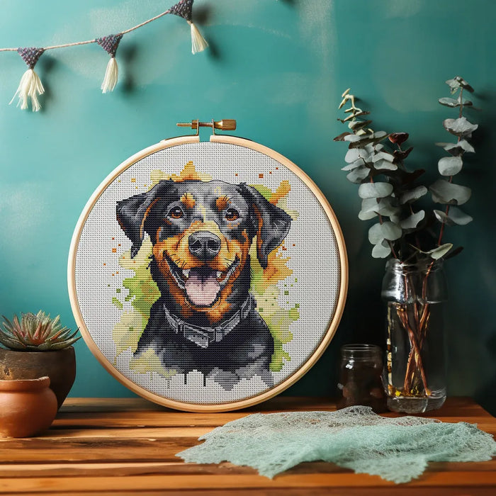 Watercolor Doberman - PDF Cross Stitch Pattern