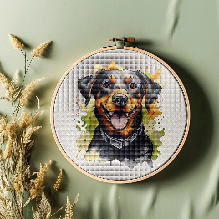 Watercolor Doberman - PDF Cross Stitch Pattern