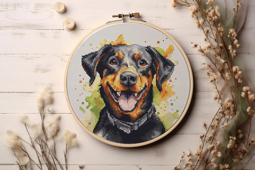 Watercolor Doberman - PDF Cross Stitch Pattern