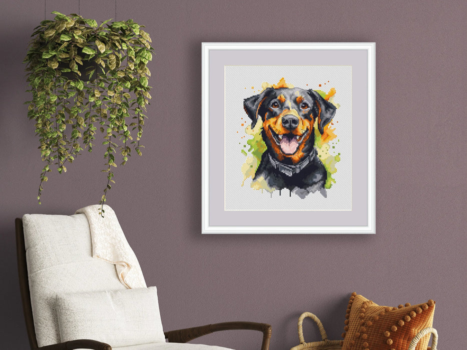 Watercolor Doberman - PDF Cross Stitch Pattern