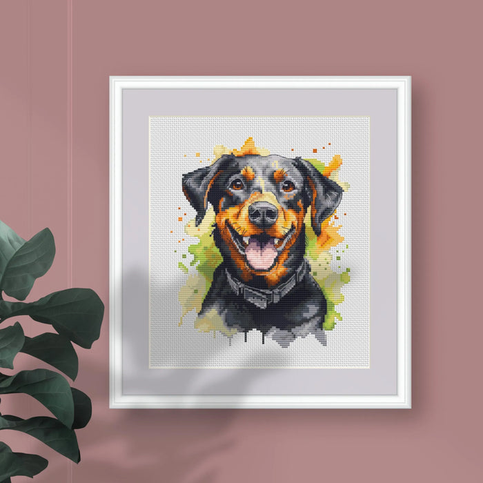 Watercolor Doberman - PDF Cross Stitch Pattern