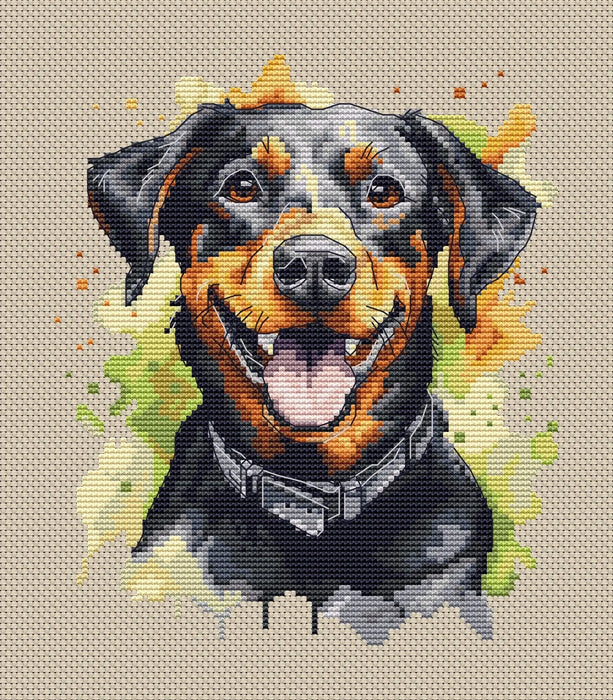 Watercolor Doberman - PDF Cross Stitch Pattern