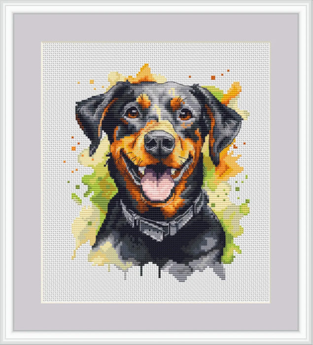 Watercolor Doberman - PDF Cross Stitch Pattern