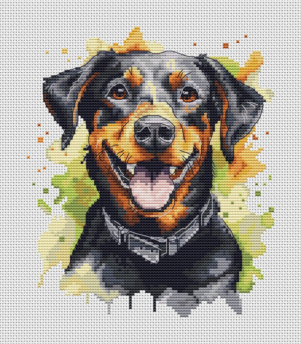 Watercolor Doberman - PDF Cross Stitch Pattern