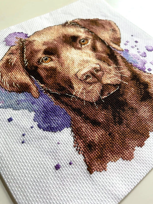 Watercolor Chocolate Labrador - PDF Cross Stitch Pattern