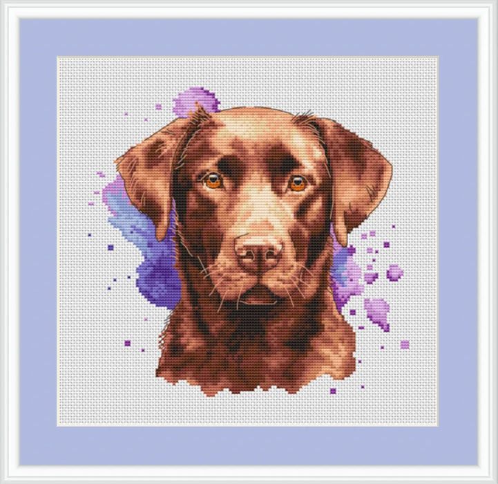 Watercolor Chocolate Labrador - PDF Cross Stitch Pattern