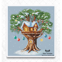 Winter Tree House - PDF Cross Stitch Pattern